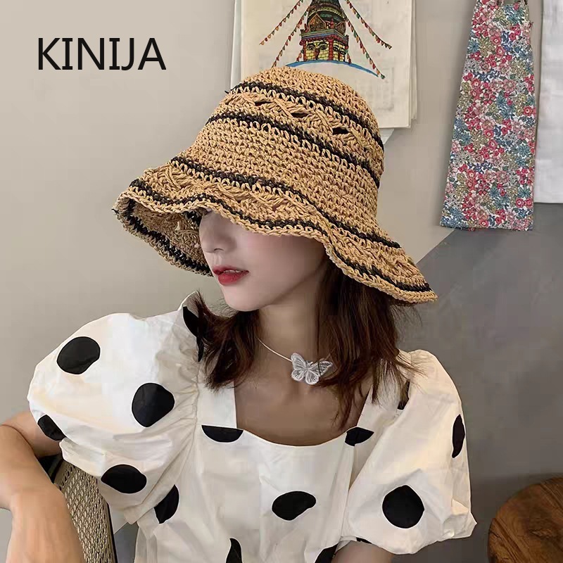 Bucket Hat Straw - Summer Hat Women Straw Sun Hat